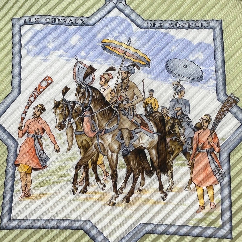 RARE Authentic Hermes Silk Scarf Carre 90 Les Chevaux Des Moghols